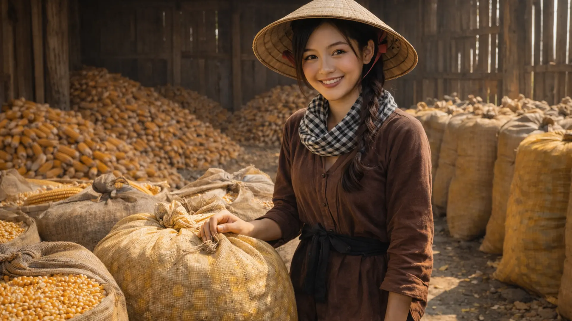 Sản phẩm ngô bảo quản tại kho.