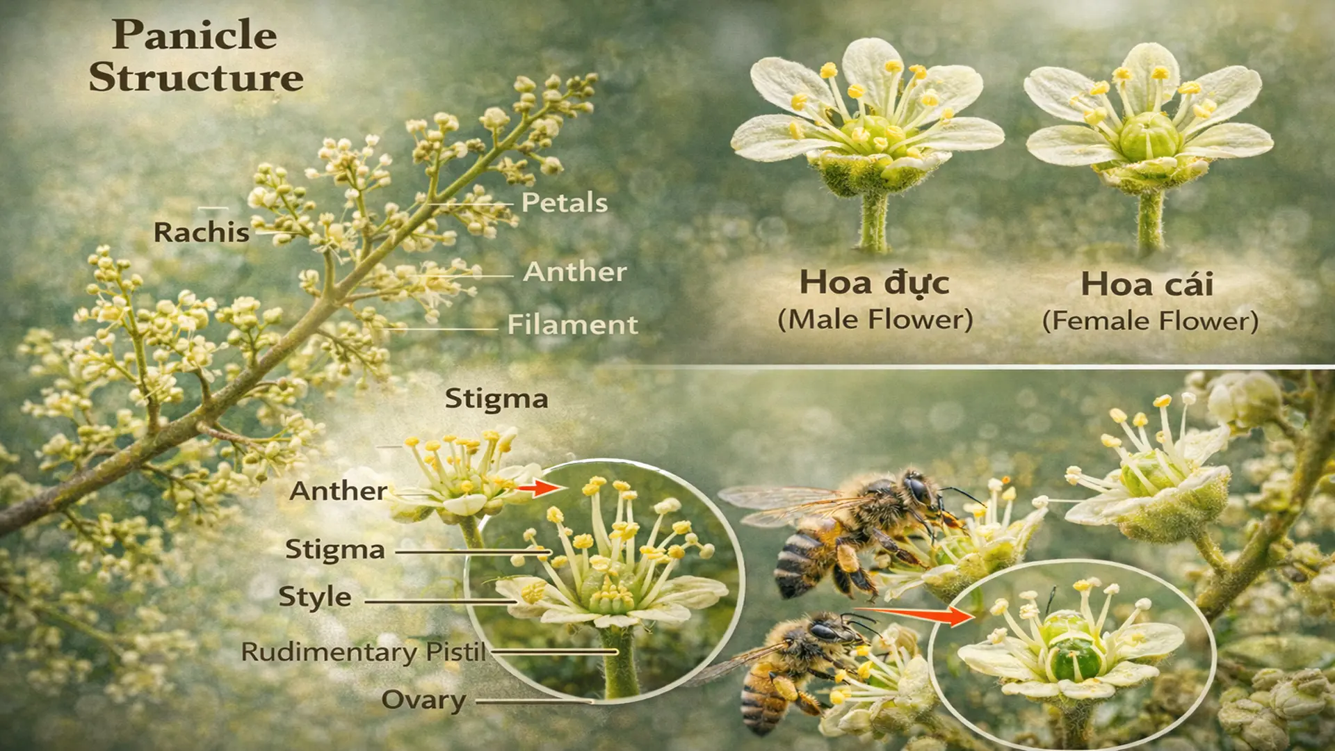 Quá trình thụ phấn hoa nhãn.